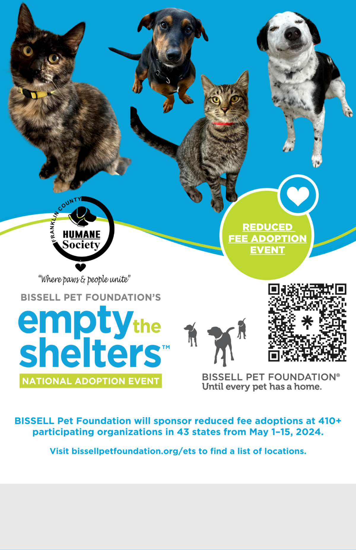 Bissell Pet Foundation’s Empty the Shelters Reduced Adoption Fees May